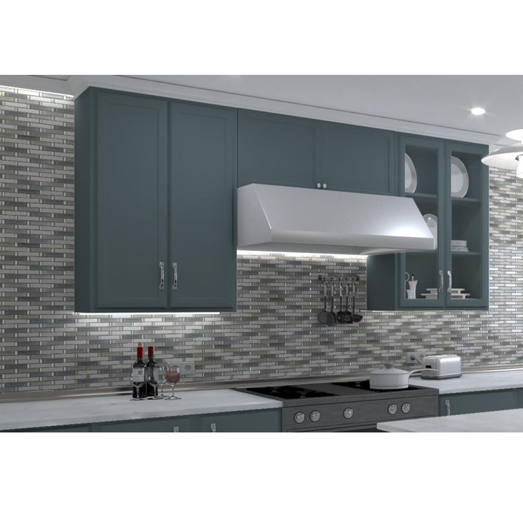 Saga Blue Glass and Marble Brick Mosaic Tile