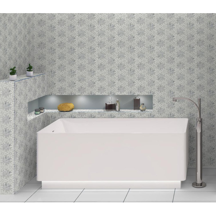Fresh Silver Floral Pattern Marble Mosaic Tile