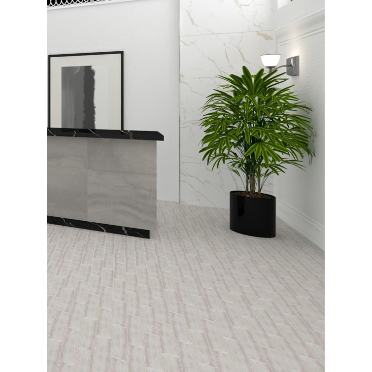 Kendel 3'' x 14'' Beige Glass Wood Look Subway Tile