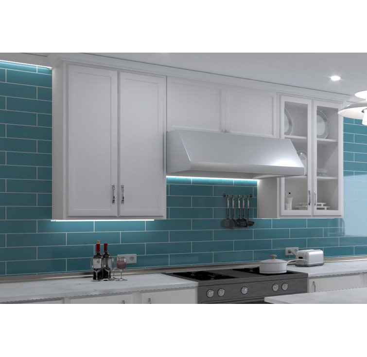 Perfecto Marvelli 4'' x 16'' Blue Glazed Ceramic Subway Tile