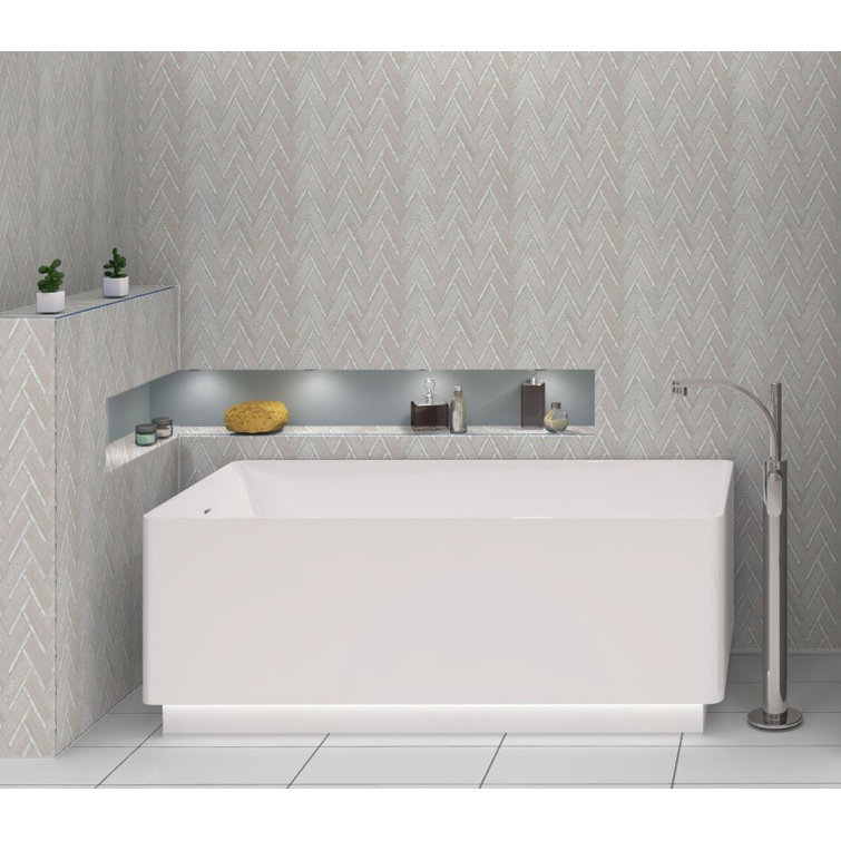 Skylar 14" x 15" Gray Marble Chevron Mosaic Tile