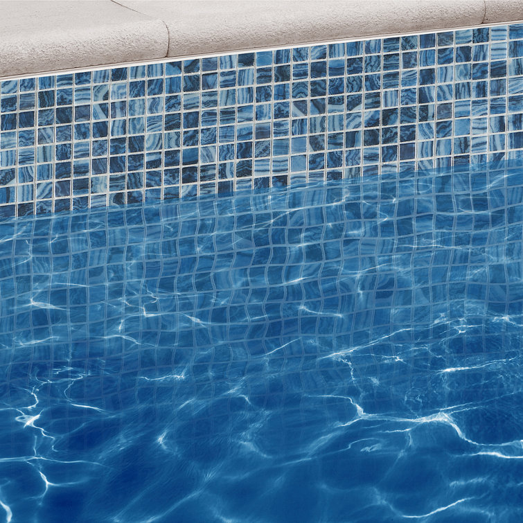 Whirlpool Blue Iridescent Glass Mosaic Tile