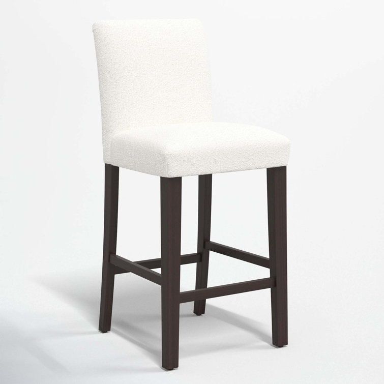 Classic Snow Boucle Upholstered Black Wood Counter Stool
