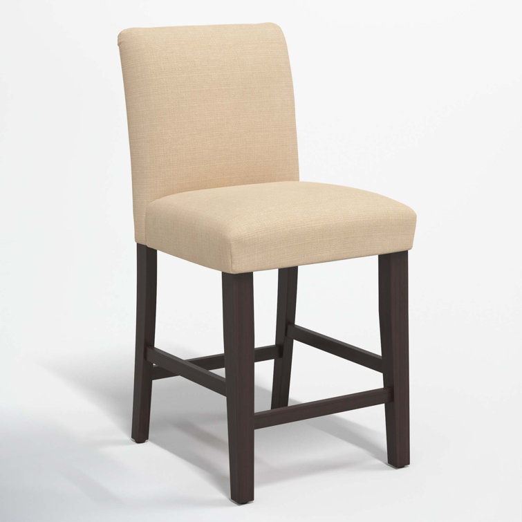 Classic Snow Boucle Upholstered Black Wood Counter Stool