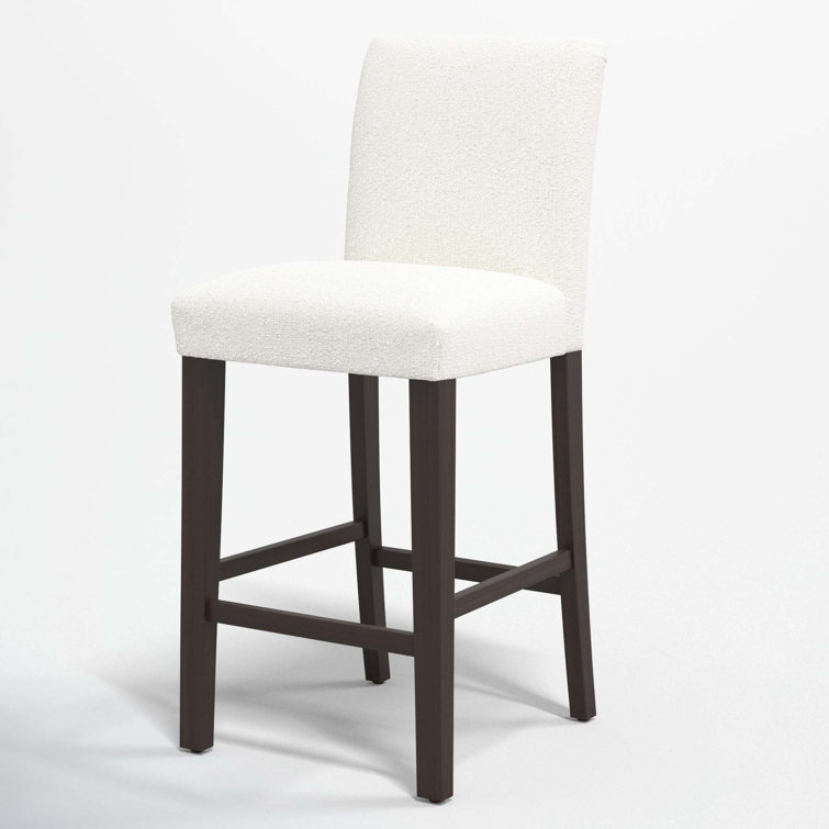 Classic Snow Boucle Upholstered Black Wood Counter Stool