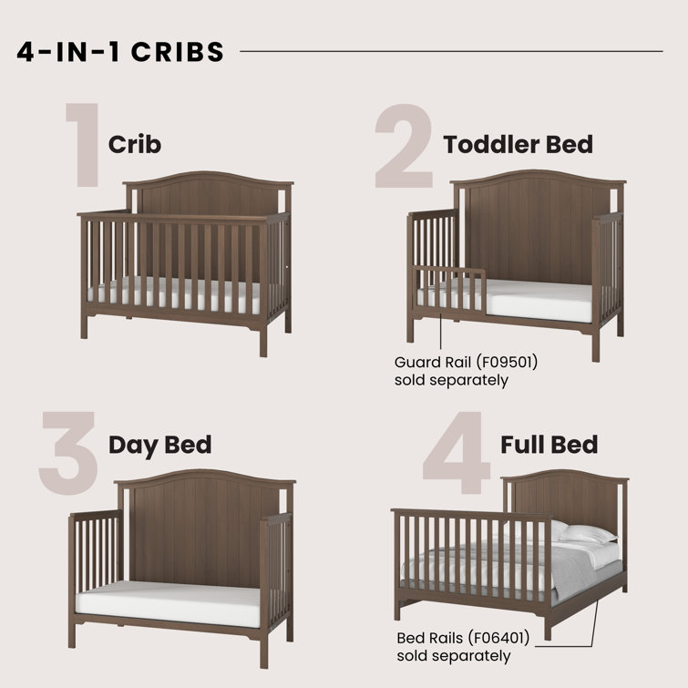 Dusty Heather Oak 4-in-1 Convertible Baby Crib