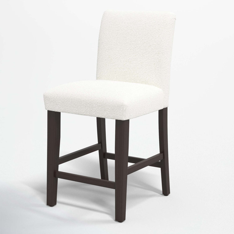 Classic Snow Boucle Upholstered Black Wood Counter Stool