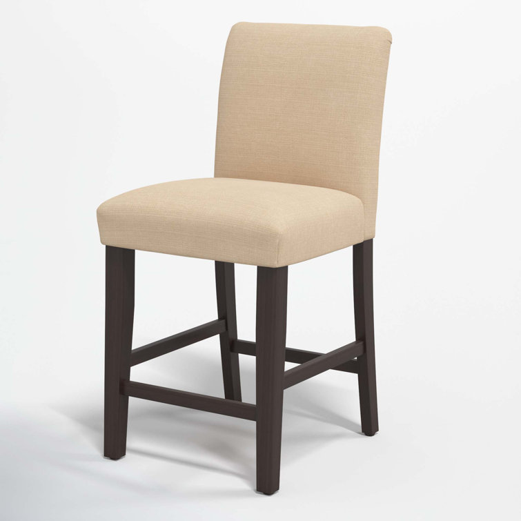 Classic Snow Boucle Upholstered Black Wood Counter Stool