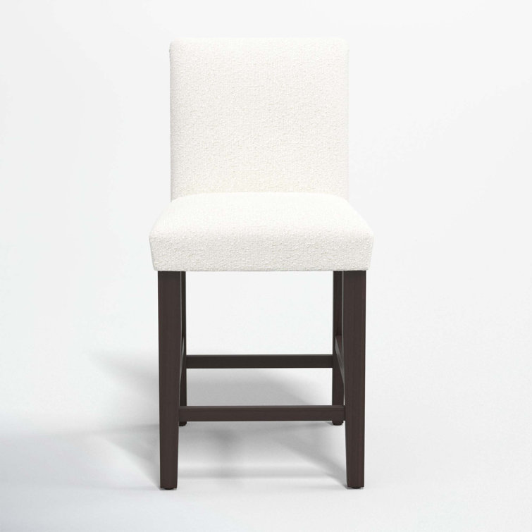 Classic Snow Boucle Upholstered Black Wood Counter Stool