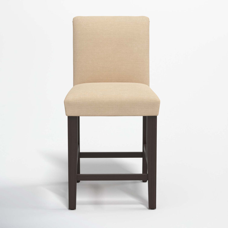Classic Snow Boucle Upholstered Black Wood Counter Stool