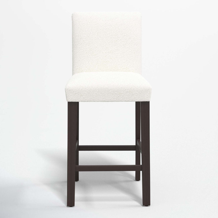 Classic Snow Boucle Upholstered Black Wood Counter Stool