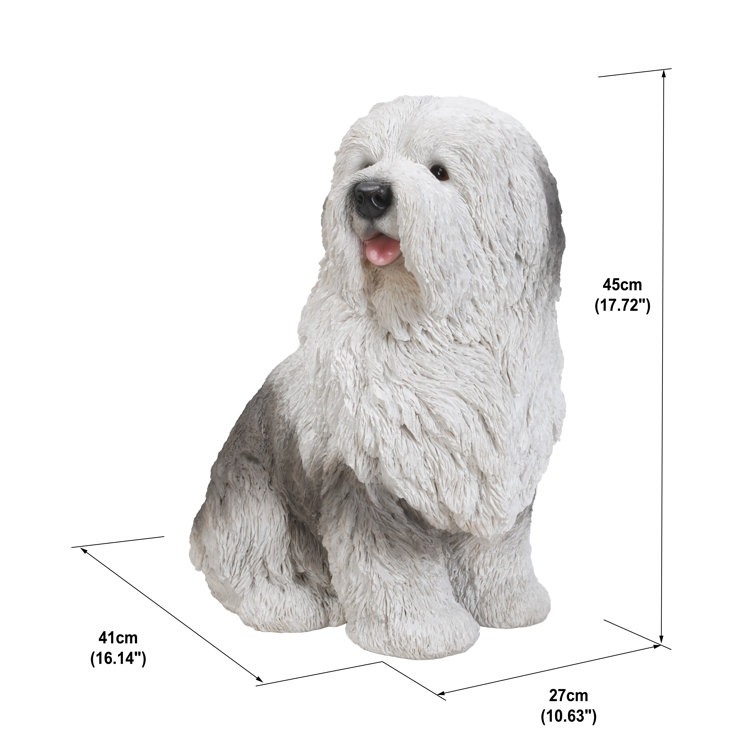 Lifelike Polyresin Old English Sheepdog Garden Statue