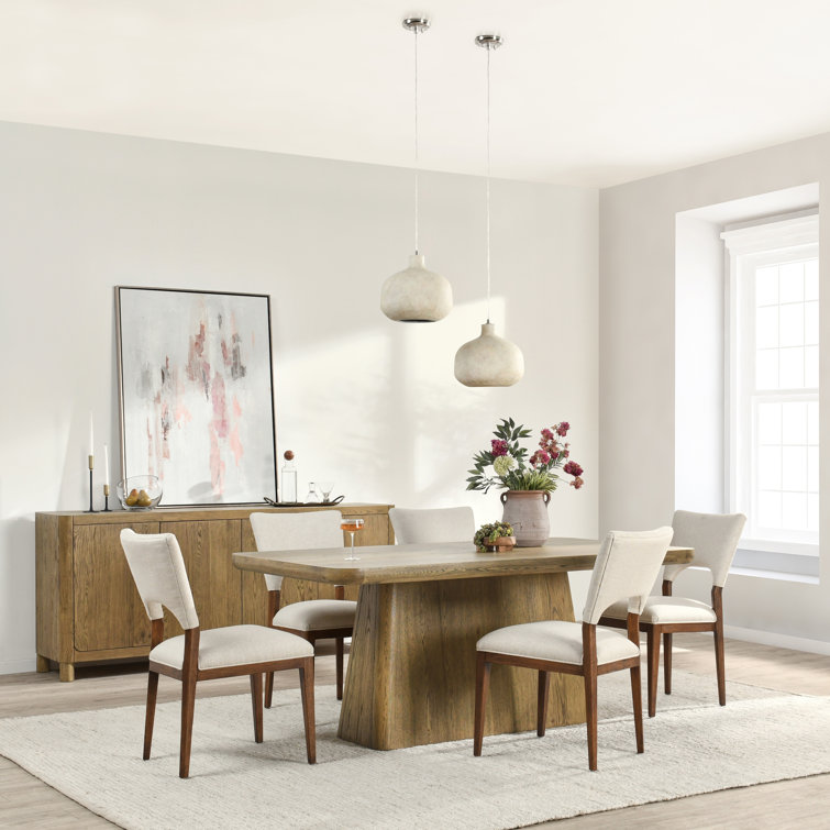 Light Brown Oak Wood Rectangular Dining Table