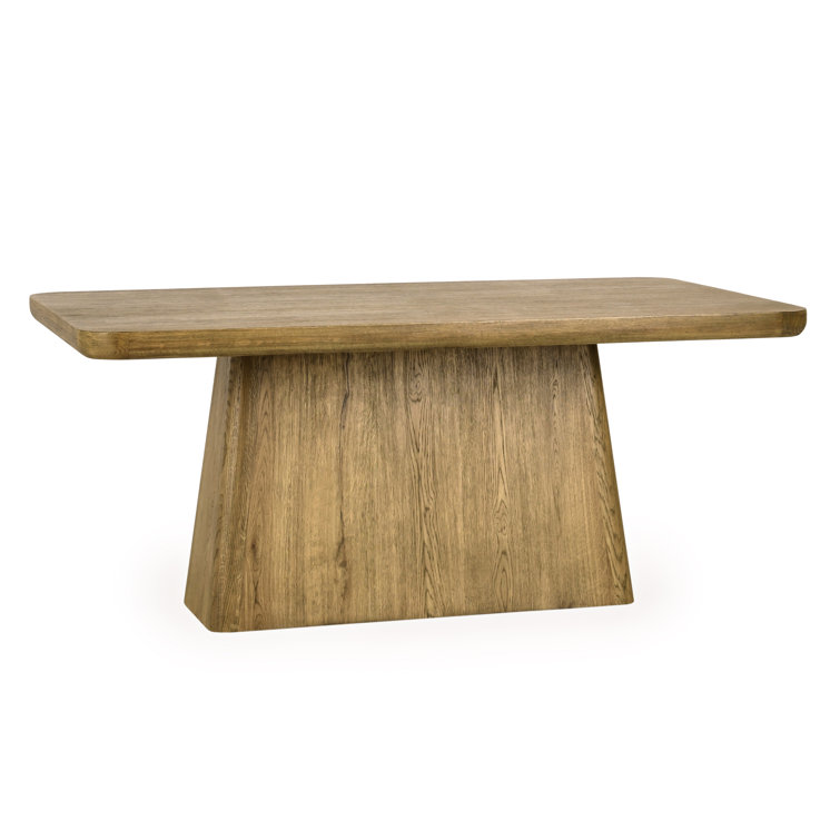 Light Brown Oak Wood Rectangular Dining Table