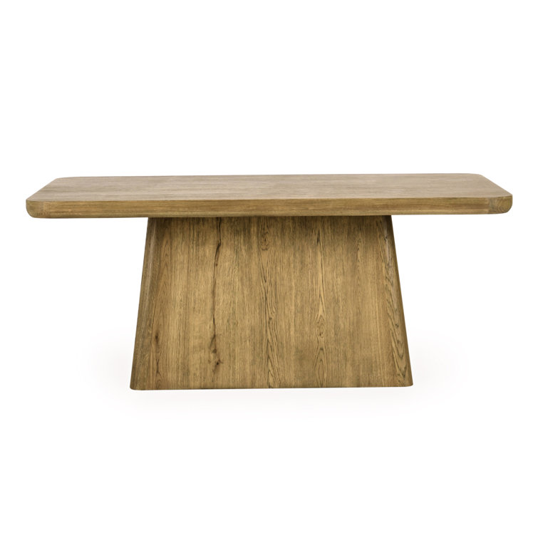 Light Brown Oak Wood Rectangular Dining Table