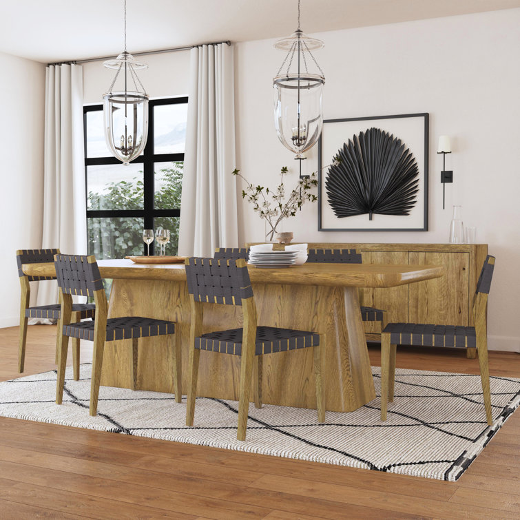 Light Brown Oak Wood 95" Dining Table