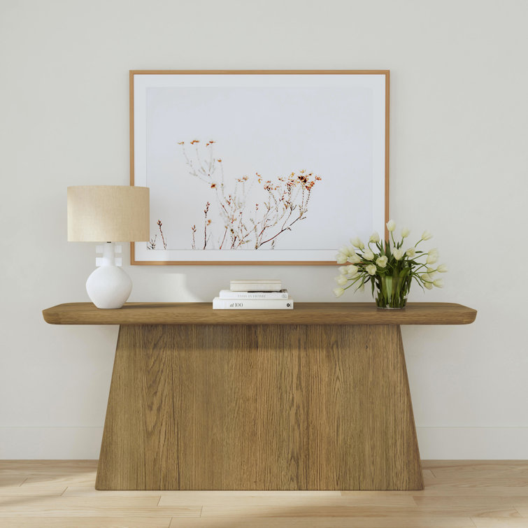 Light Brown Oak Wood Minimalist Console Table