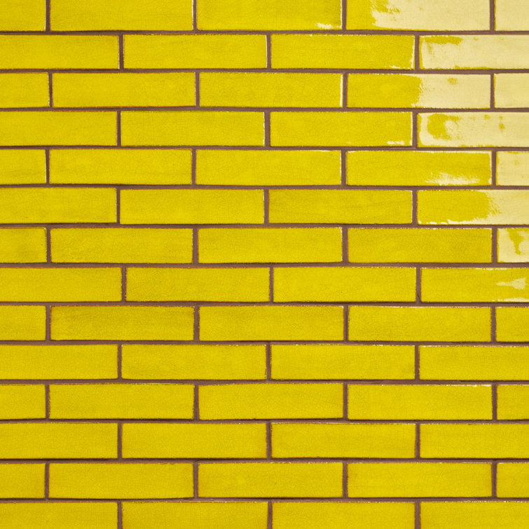 Orion 2" x 8" Yellow Glossy Ceramic Subway Tile
