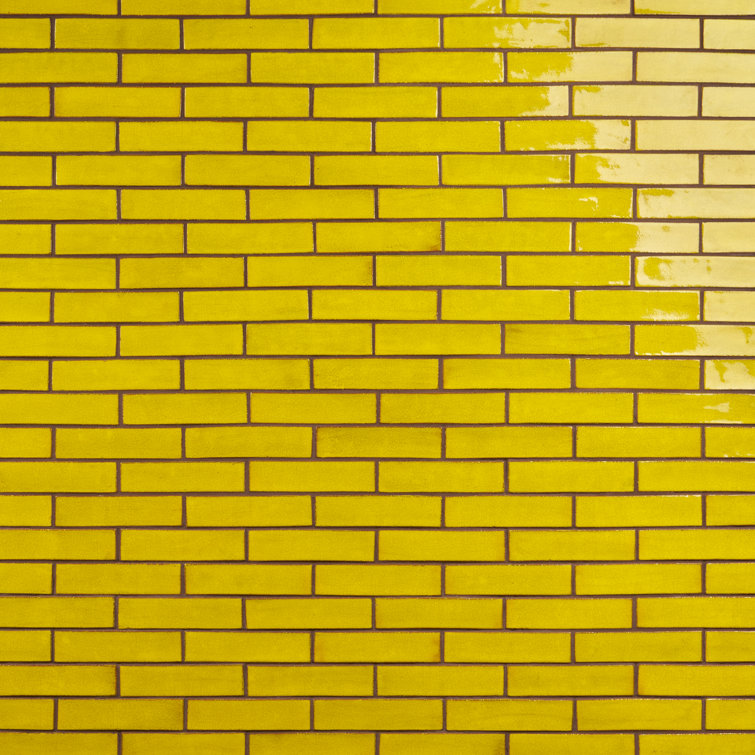 Orion 2" x 8" Yellow Glossy Ceramic Subway Tile