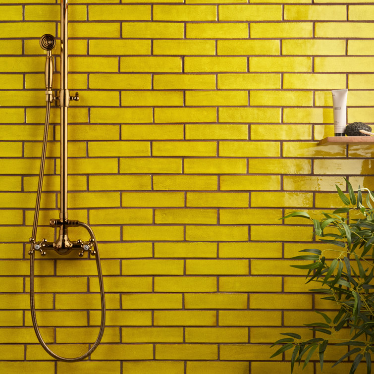 Orion 2" x 8" Yellow Glossy Ceramic Subway Tile