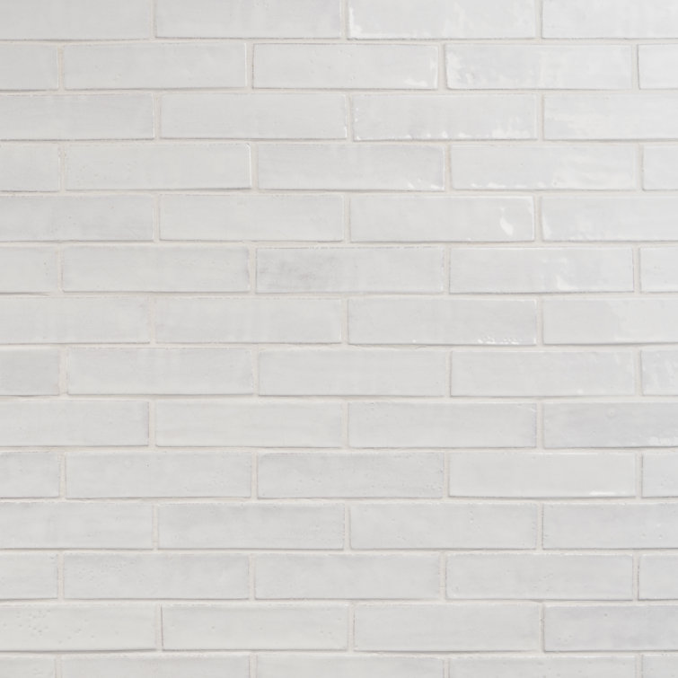 Orion White Glossy Ceramic Subway Wall Tile 2" x 8"