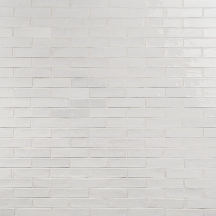 Orion White Glossy Ceramic Subway Wall Tile 2" x 8"