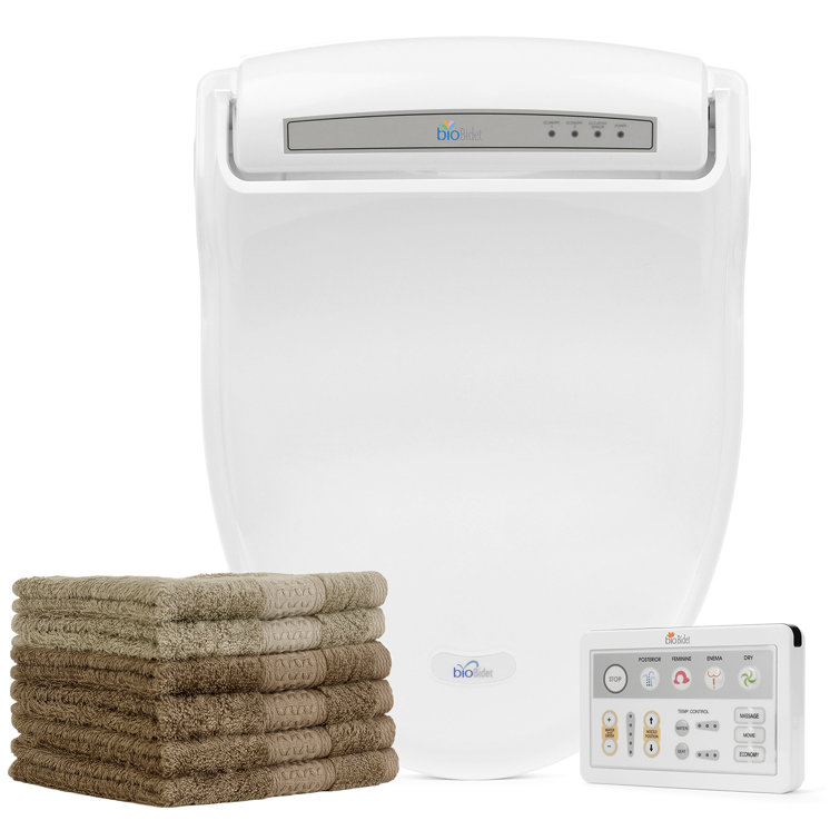 White Heated Round Electric Bidet Toilet Seat with Remote