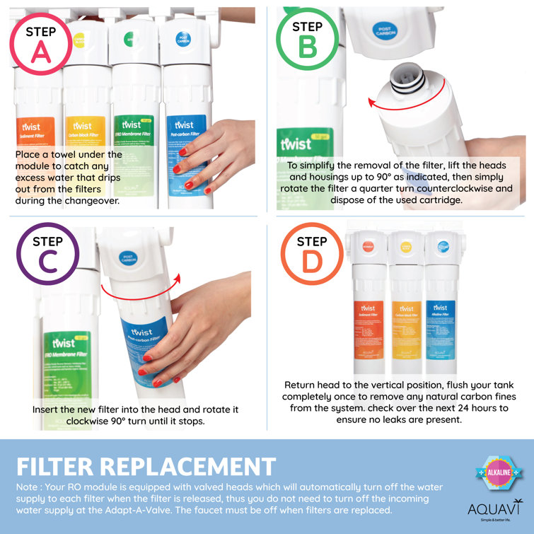 Aquavi Twist 3-Stage White Under-Sink Water Filtration System