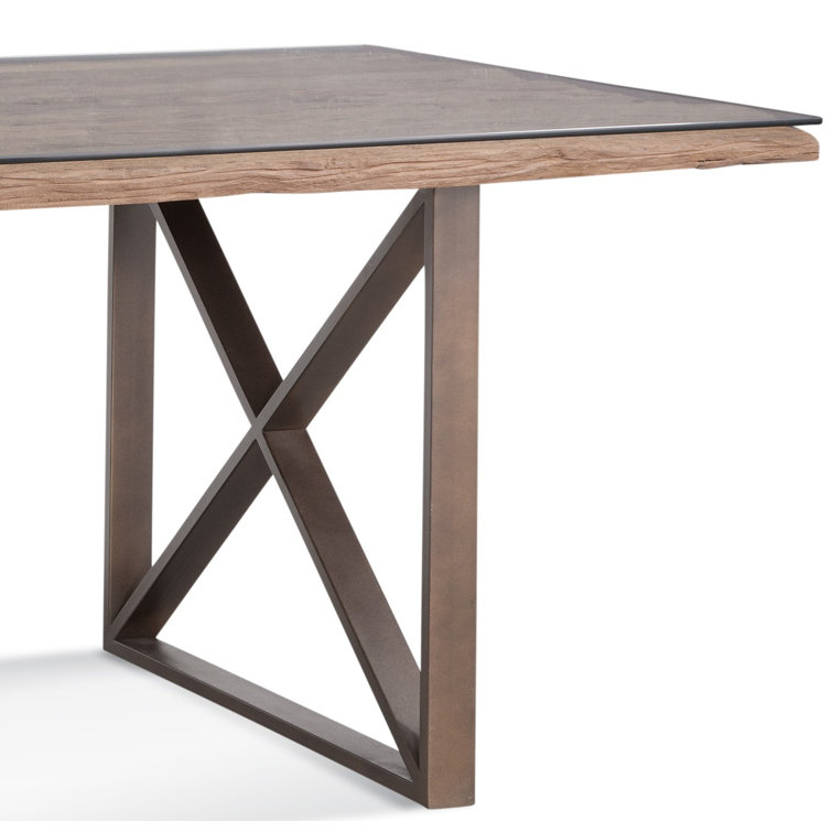 Rustic Reclaimed Wood and Glass Rectangular Dining Table