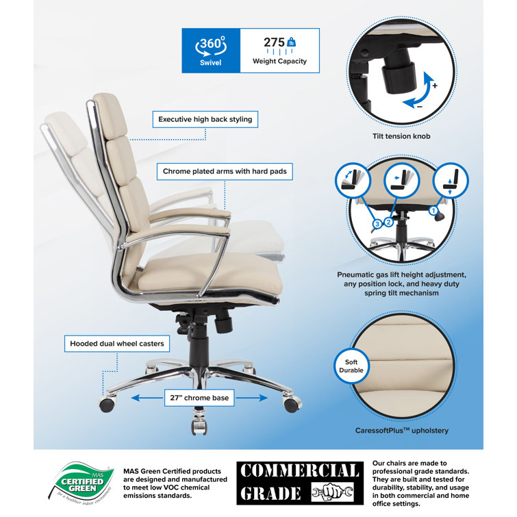 High-Back Executive Swivel Chair with Chrome Base in Gray