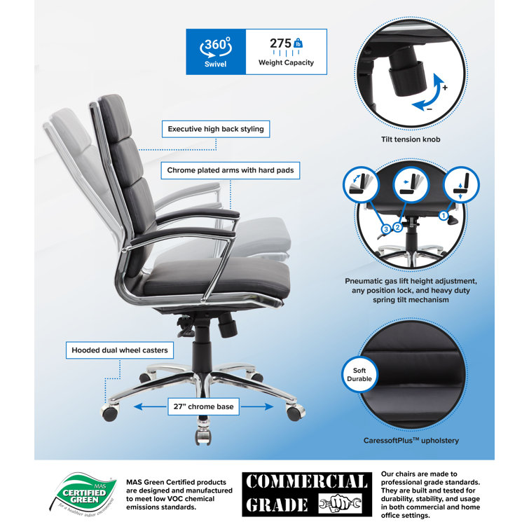 Black High-Back Leather Executive Swivel Office Chair