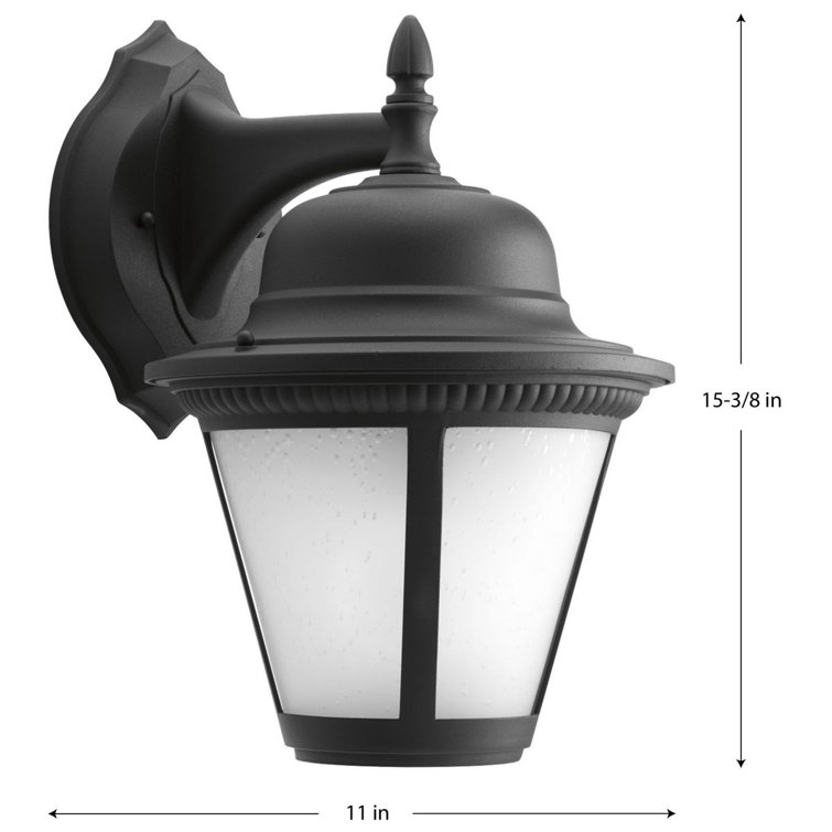 Westport Black LED Outdoor Wall Lantern with Seeded Glass