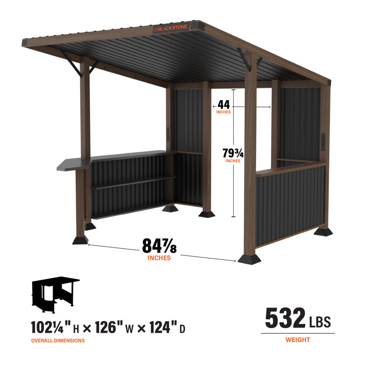 Black 10' x 10' Steel Outdoor Bar and Grill Pavilion