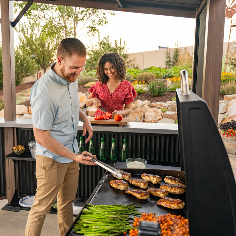 Black 10' x 10' Steel Outdoor Bar and Grill Pavilion