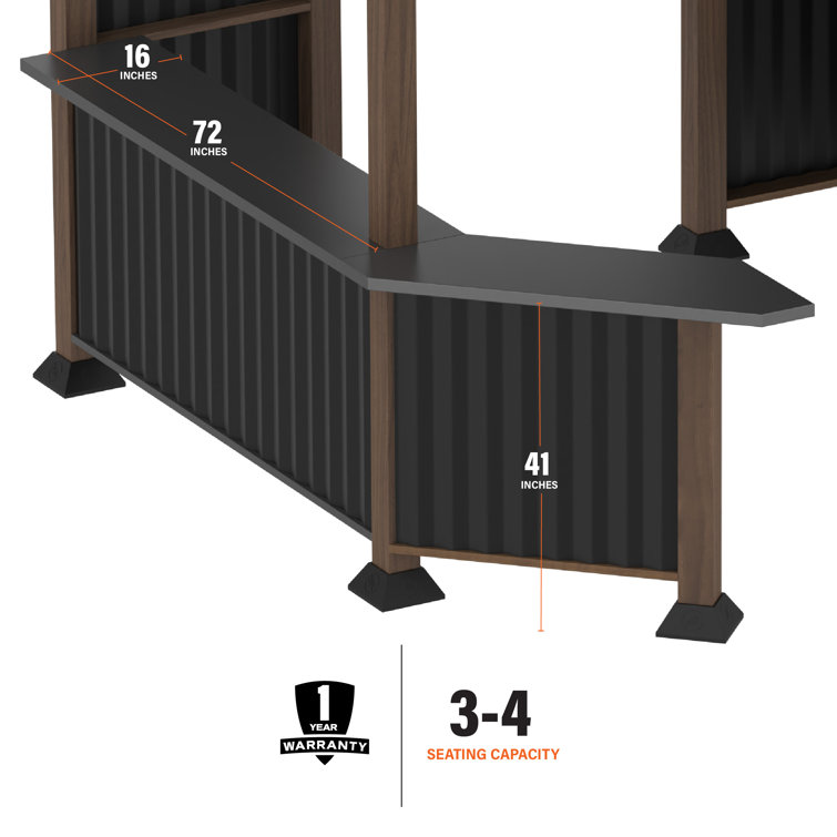 Black 10' x 10' Steel Outdoor Bar and Grill Pavilion