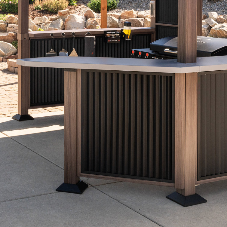 Black 10' x 10' Steel Outdoor Bar and Grill Pavilion