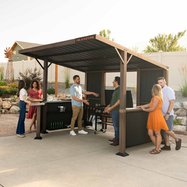 Black 10' x 10' Steel Outdoor Bar and Grill Pavilion