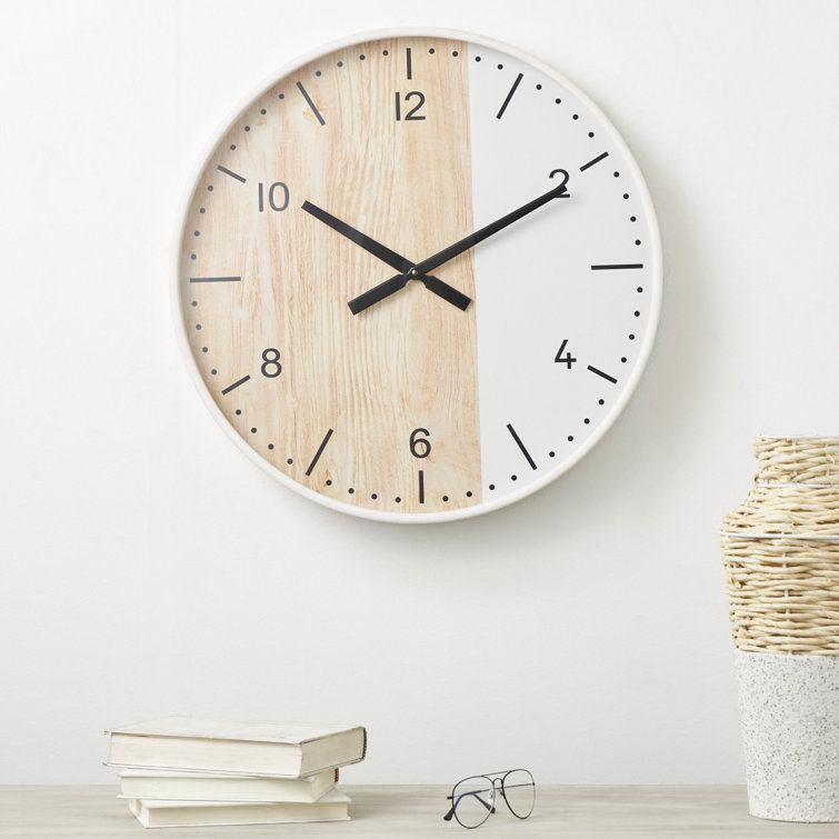 Nesrine 40'' Brown and White Stainless Steel Wall Clock