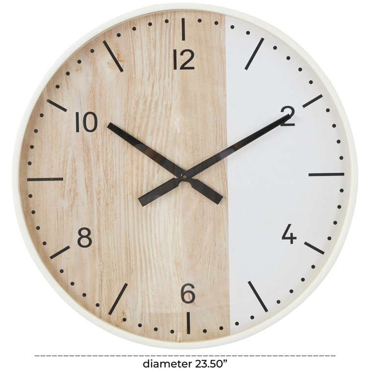 Nesrine 40'' Brown and White Stainless Steel Wall Clock