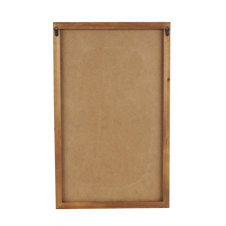 White Geometric Textured Wall Art with Brown Solid Wood Frame