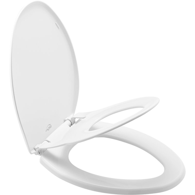 White Elongated Toilet Seat with Built-In Potty Training Seat