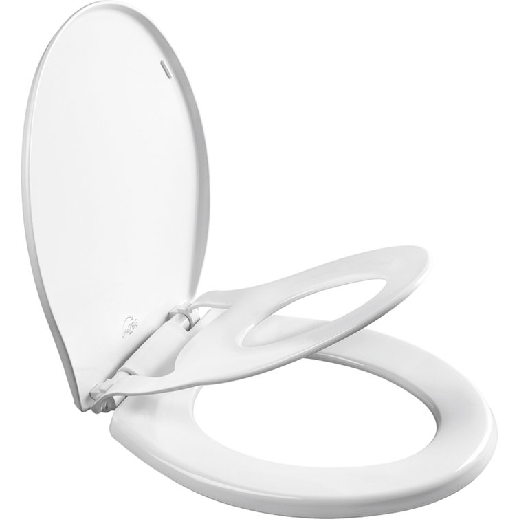 White Plastic Round Toilet Seat with Built-In Potty Training
