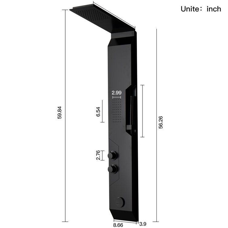 Black Solid Brass Multi-Function Shower Panel System