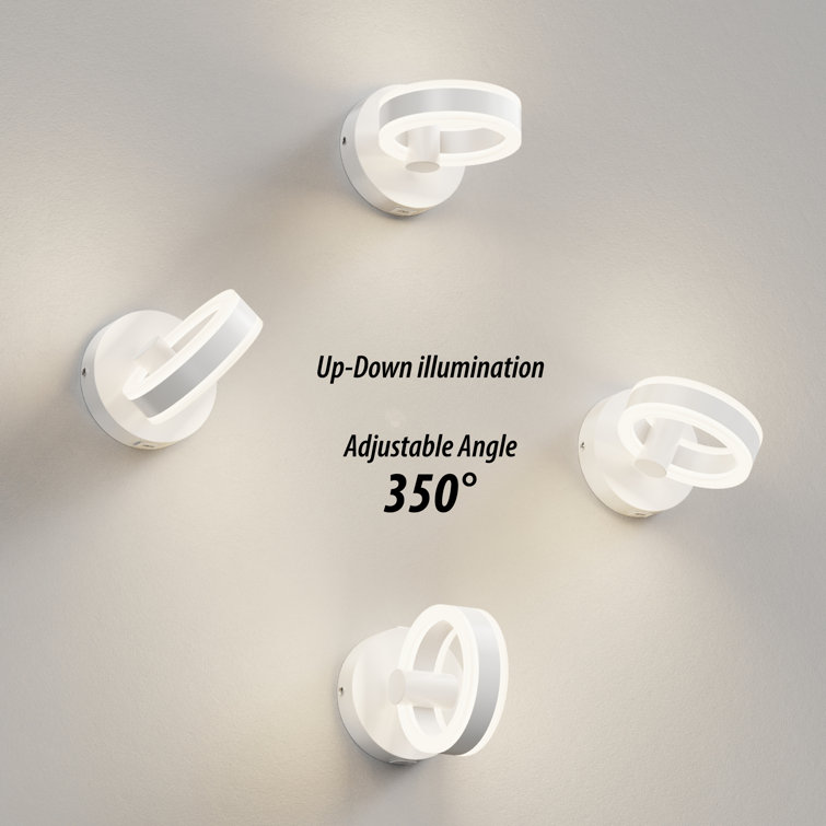 White LED Wall Sconce with Built-in Switch and USB Port