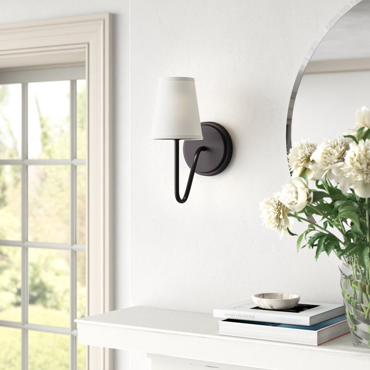 Oil Rubbed Bronze Single Light Sconce with White Shade
