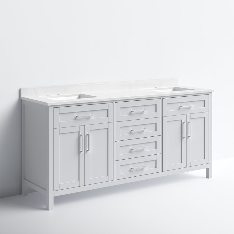 Tahoe 72'' Dove Gray Double Sink Bathroom Vanity with Chrome Hardware