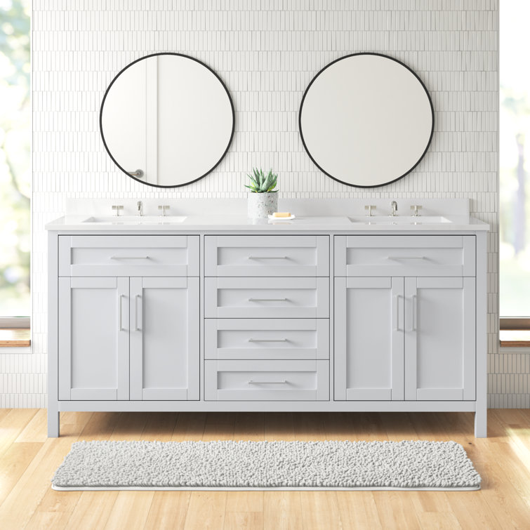 Tahoe 72'' Dove Gray Double Sink Bathroom Vanity with Chrome Hardware