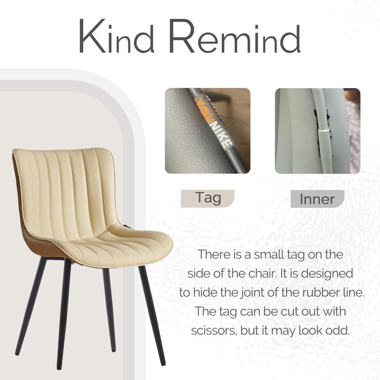 Beige Faux Leather Upholstered Dining Chairs with Metal Legs