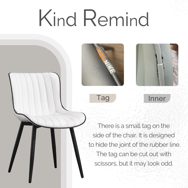 White Faux Leather Upholstered Side Chair with Metal Legs