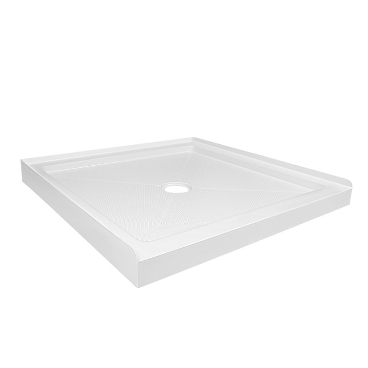 DeerValley 35" White Acrylic Square Shower Base with Center Drain